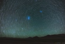 Star trails over the Siloli desert