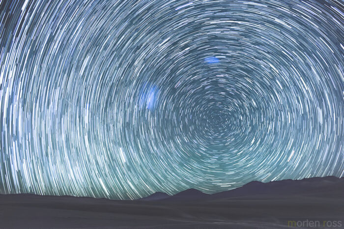 Star trails over the Siloli desert